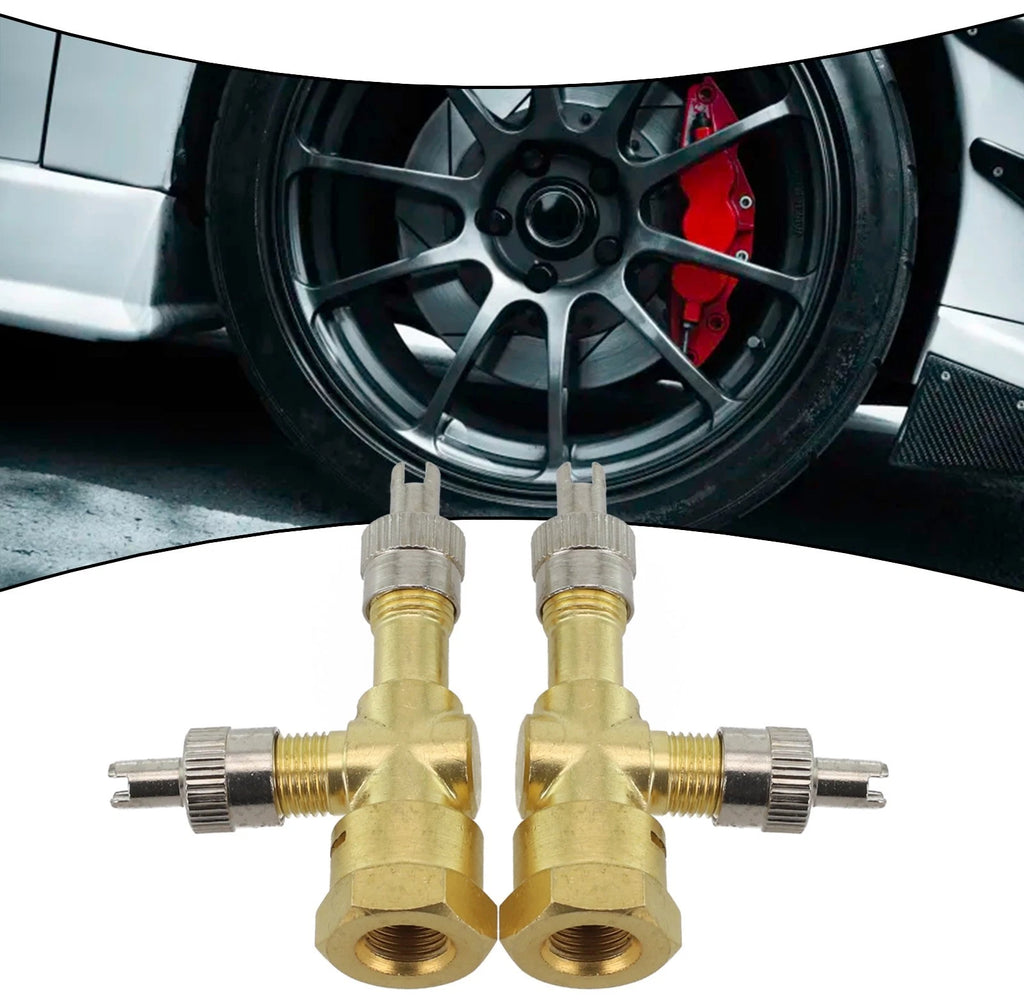 Set of 2 TPMS Valve Tee Adapters for Motorcycles and Cars