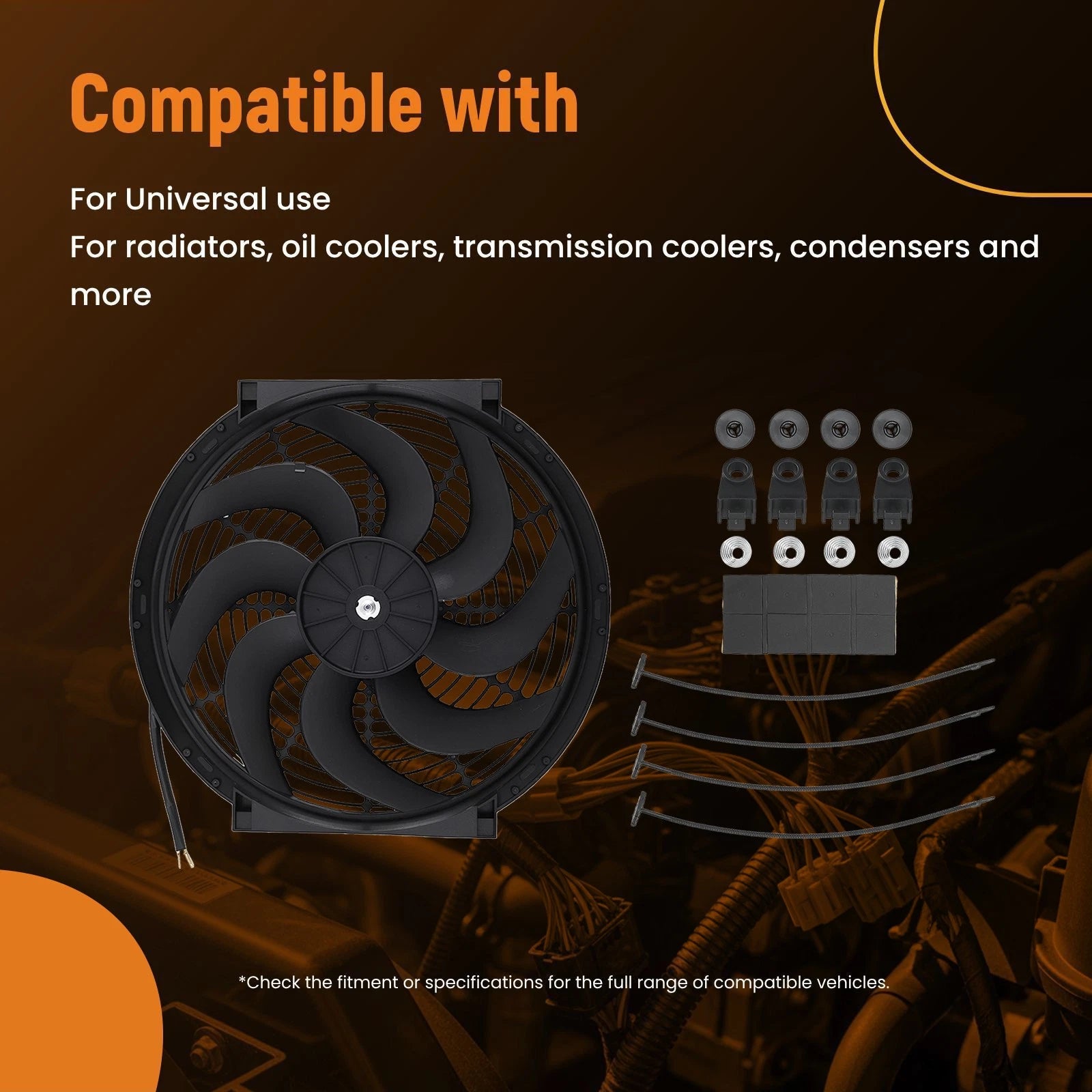 14 Inch Universal Push Pull Fan 800CFM 2900RPM for Engine 12V