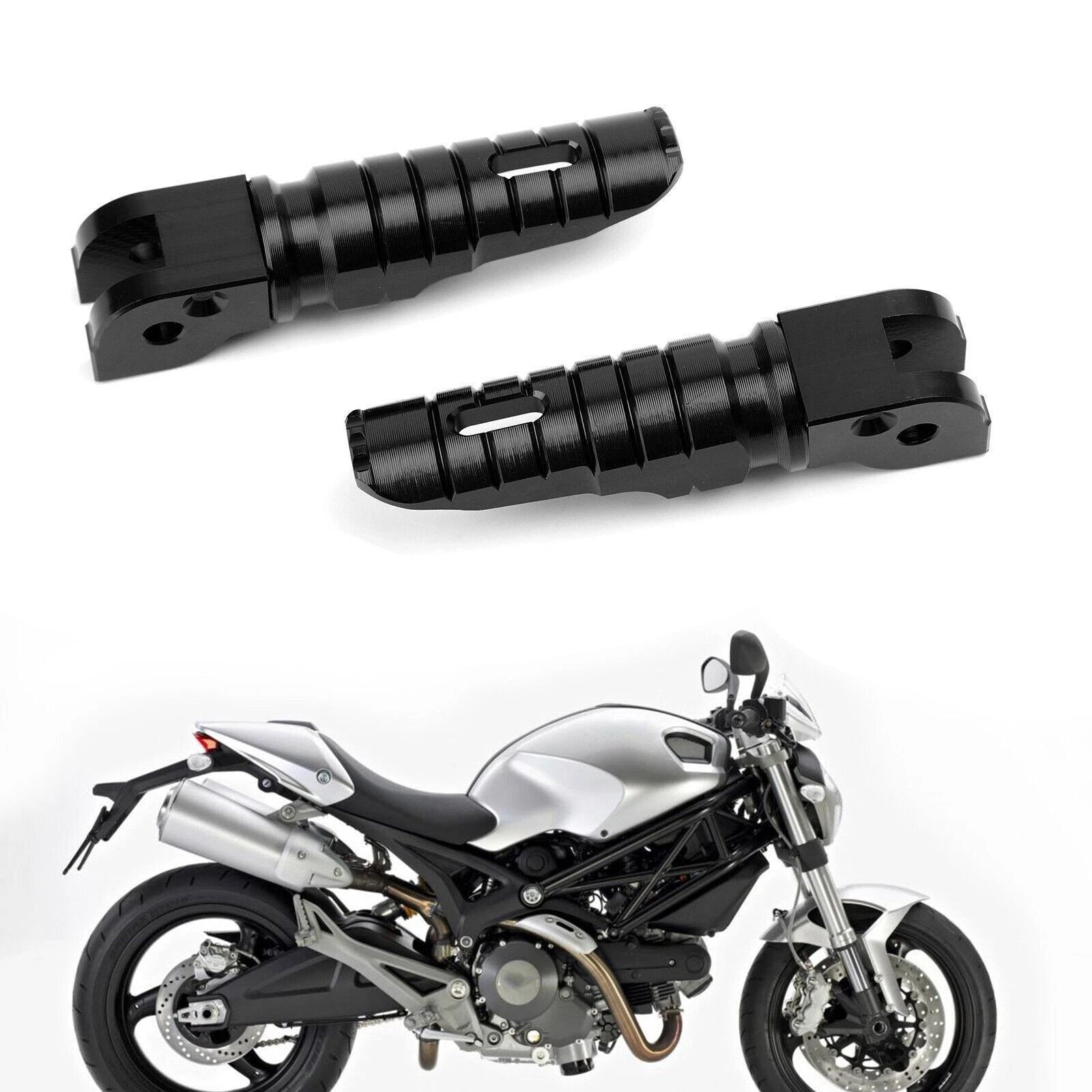 Rear Footrests Foot Pegs for Ducati 696 (2008–2014), 796 (2011–2014), M1100 (2009–2013) Black