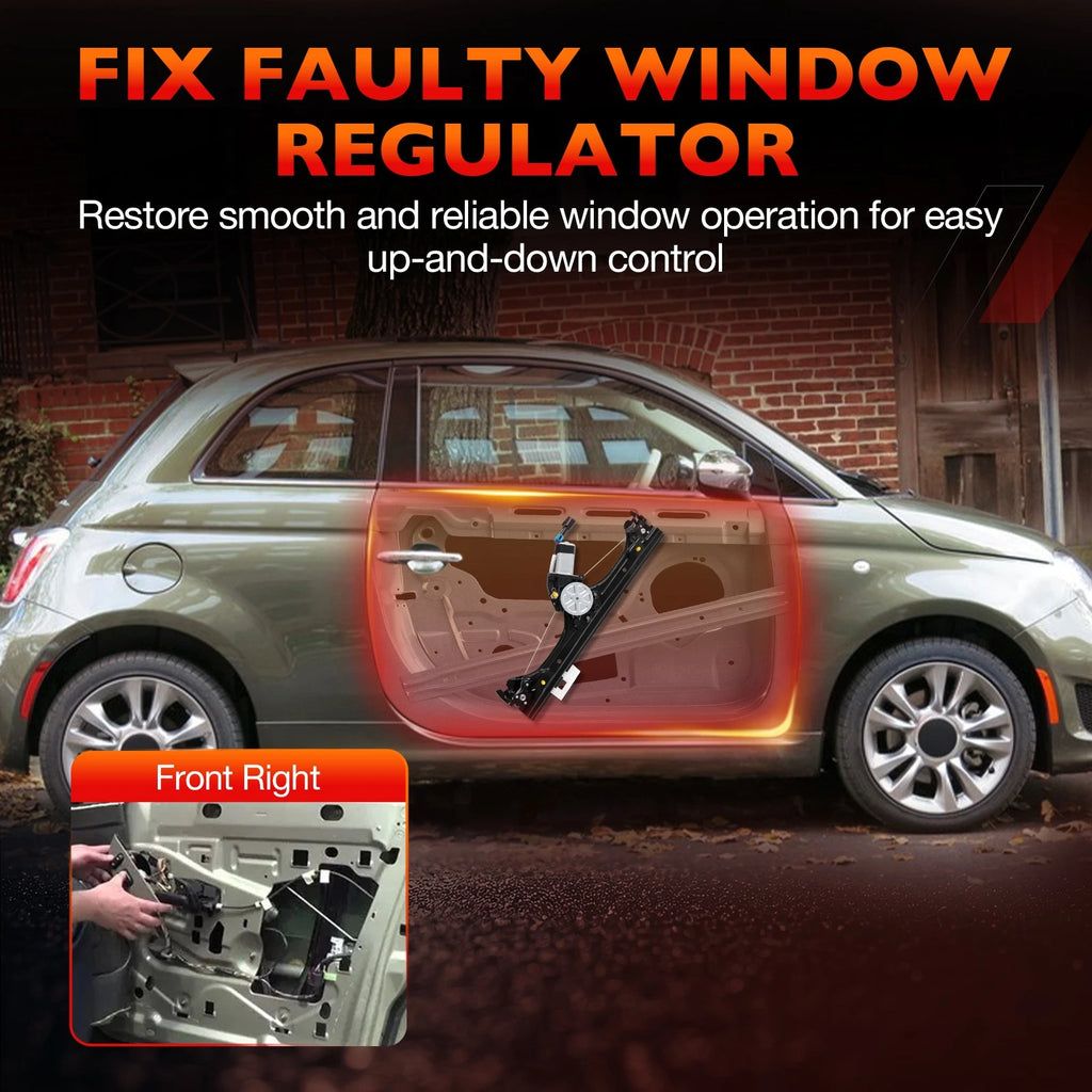 Set of 2 Window Regulators with Motor for Fiat 500 (2012-2019)