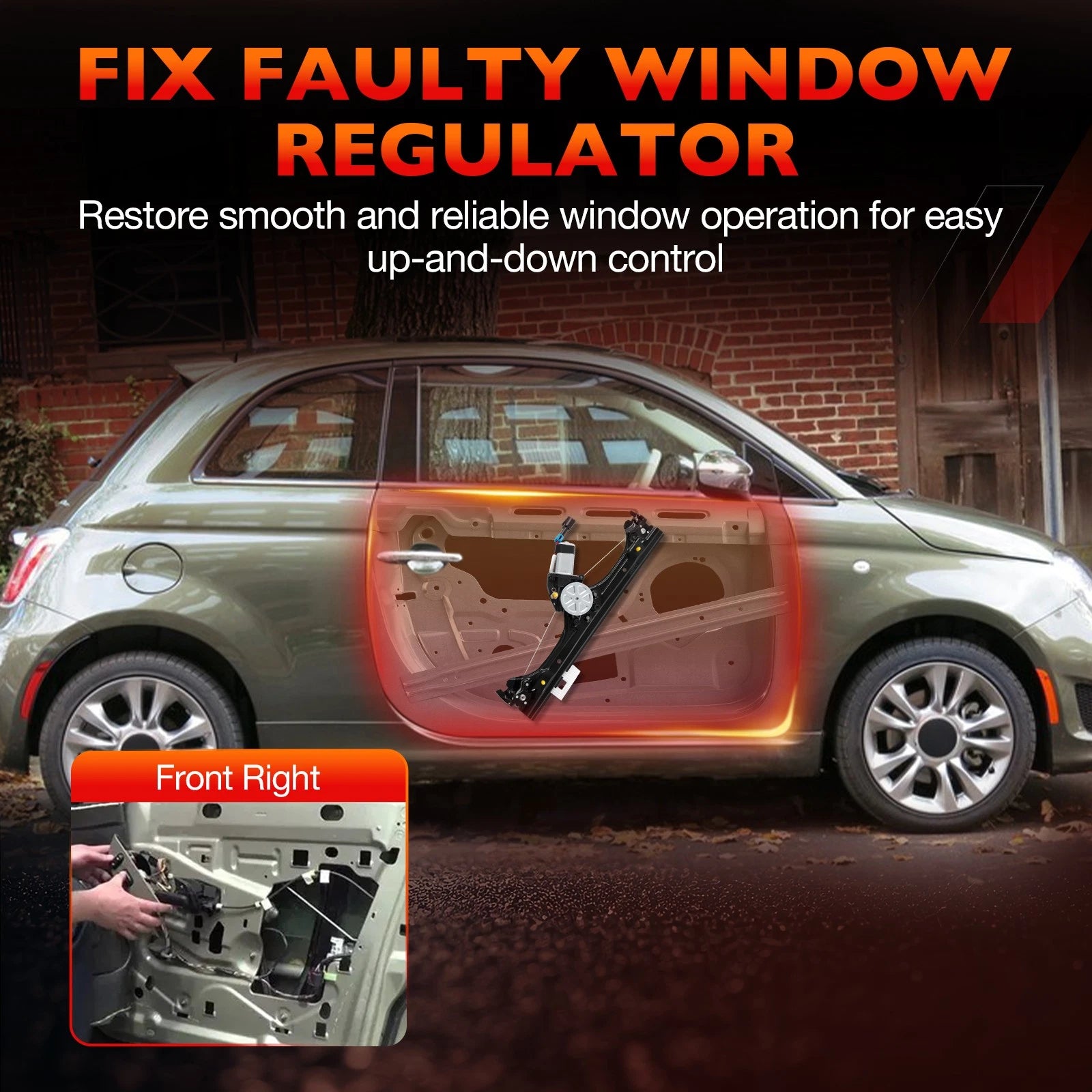 Set of 2 Window Regulators with Motor for Fiat 500 (2012-2019)