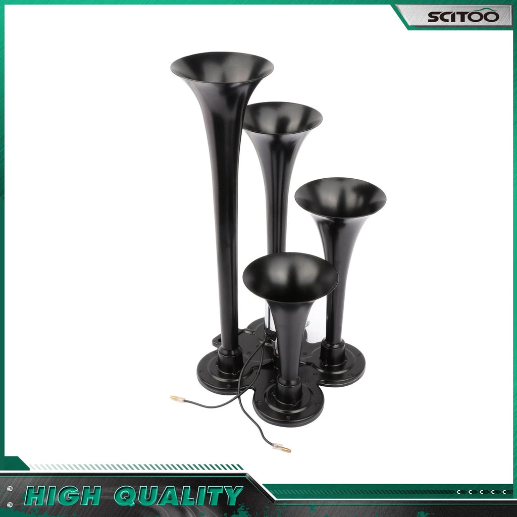 4 Trumpet Train Air Horn Kit for Ford Chevy Ram Toyota (185db)