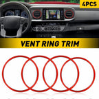 Set of 4 Vent Ring Outer Trim Covers Red Alloy for Toyota Tacoma (2016–2022)
