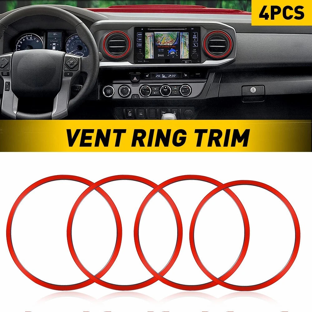 Set of 4 Vent Ring Outer Trim Covers Red Alloy for Toyota Tacoma (2016–2022)