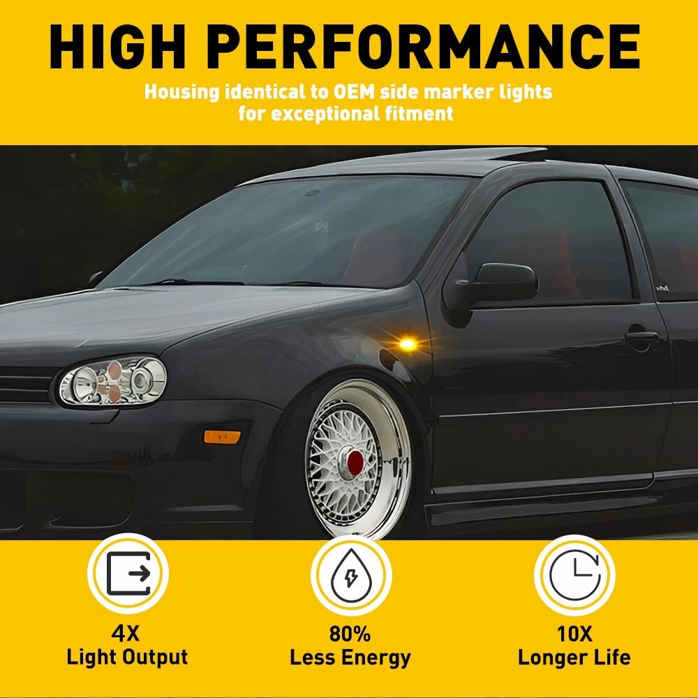 LED Clear Lens Sequential Turn Signal Side Light Lamp for VW Golf Jetta Bora (1999–2005)
