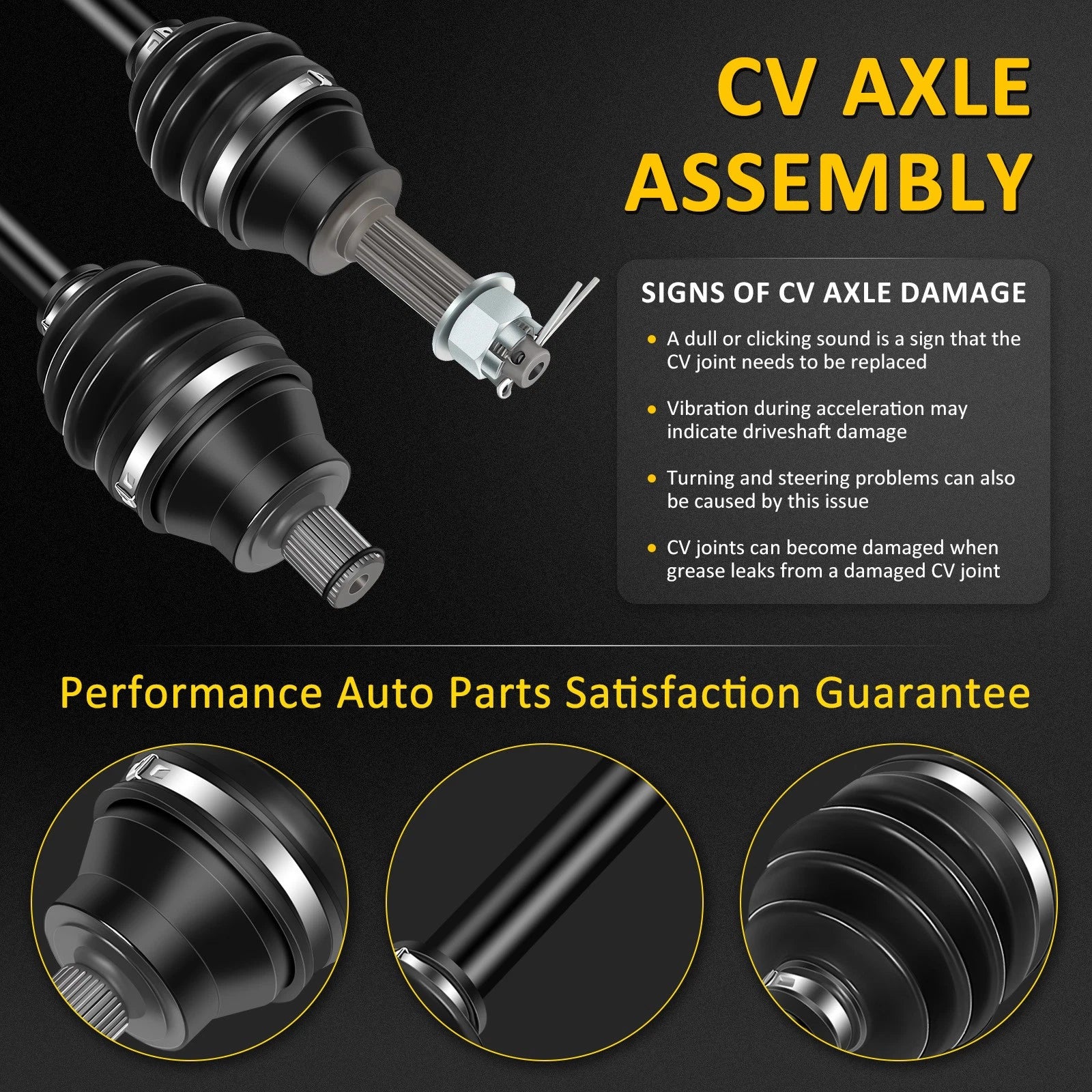 2X Front CV Axle Shaft for Polaris Hawkeye 300, Sportsman 300, 400