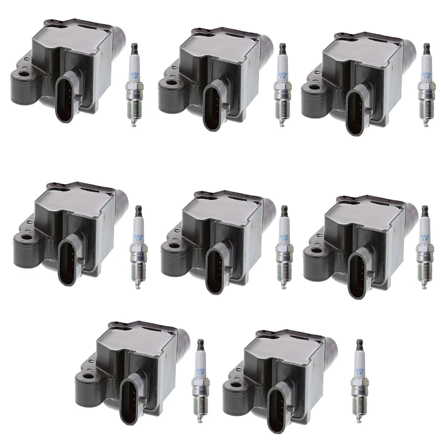 Set of 8 Ignition Coils & NGK Iridium Spark Plugs for Camaro Corvette Tahoe