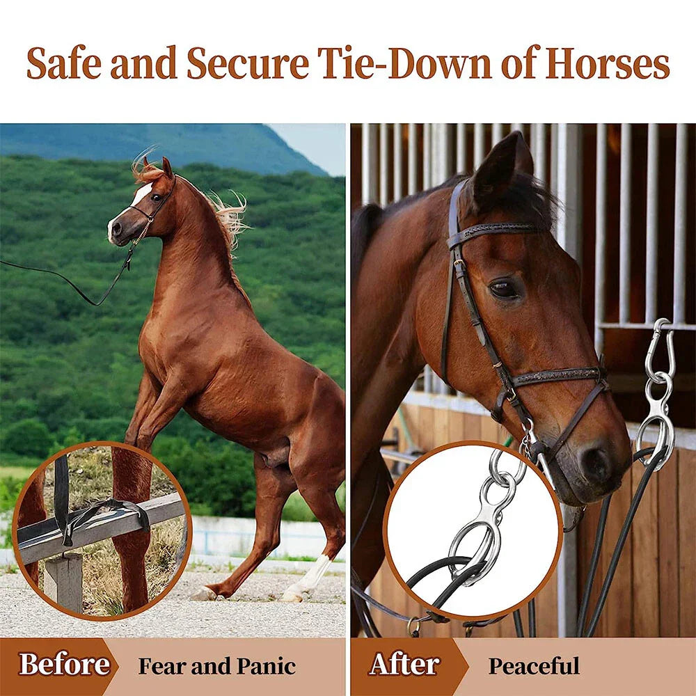 Horse Tie Ring with Eye Bolts & Snaps for Horses to Prevent Pulling