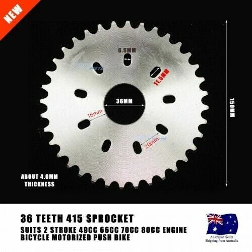 37mm 415 36T Tooth Rear Sprocket for Motorized Bicycle (66/80cc)