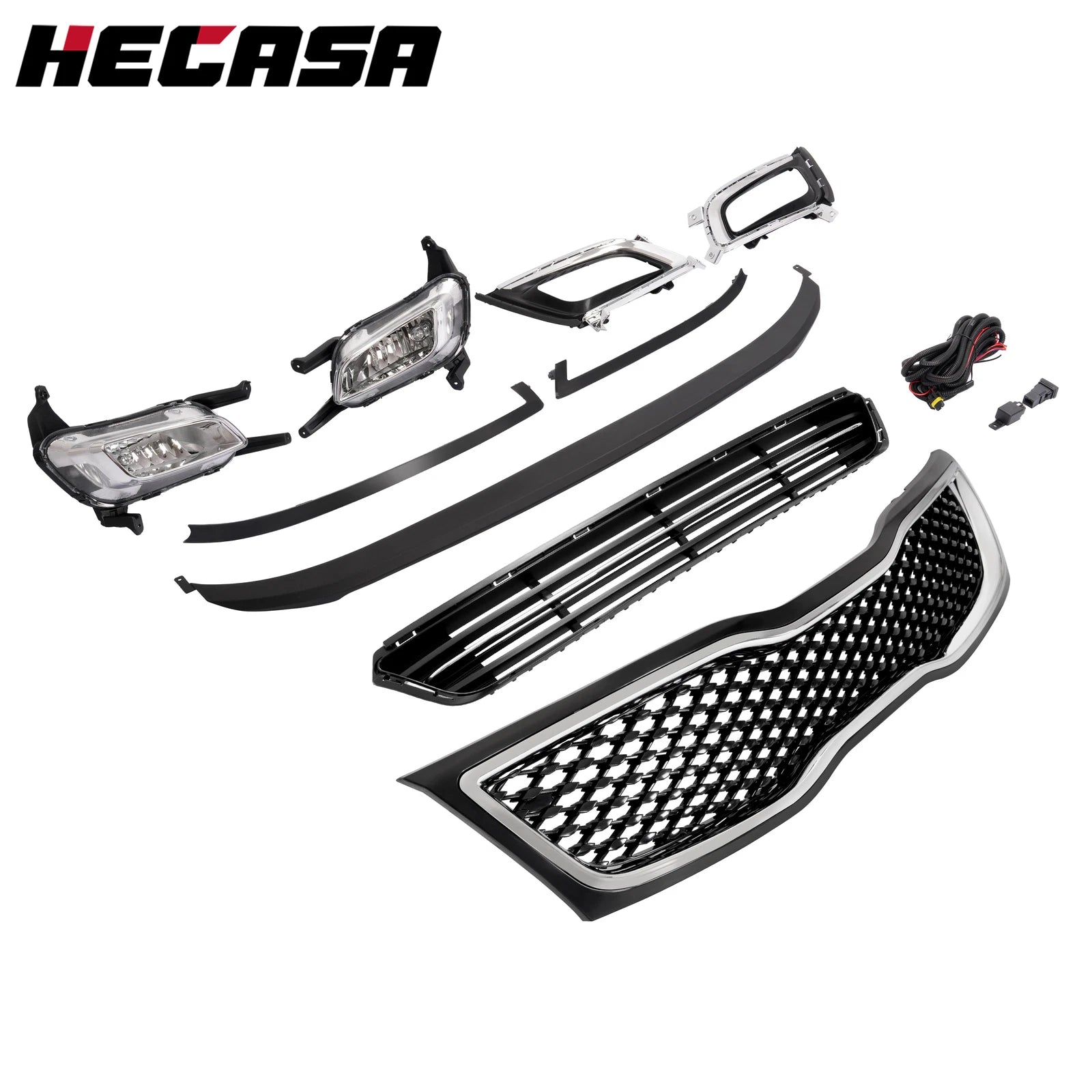 Set of 2 Chrome Front Bumper Upper Grille for Kia Optima (2014–2015)