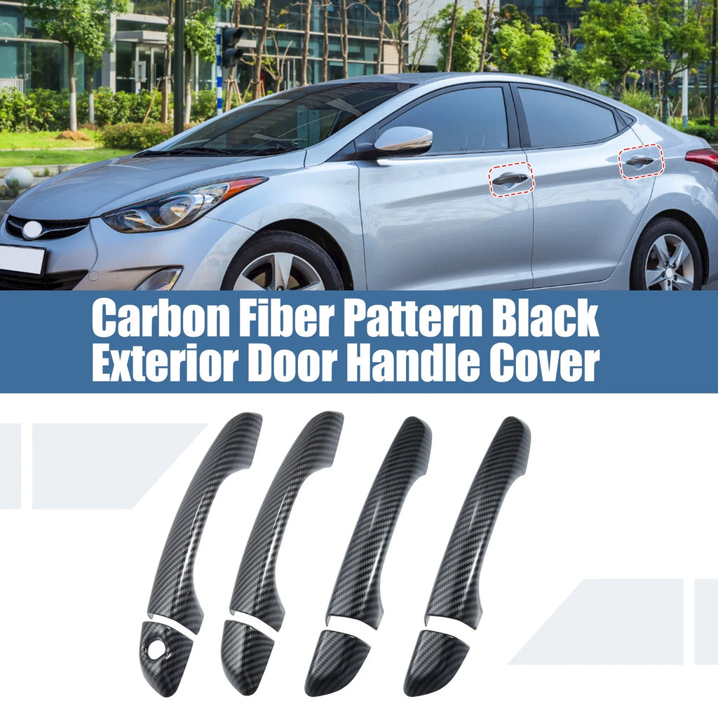 Set of 4 Exterior Door Handle Covers for Hyundai Elantra (2017–2020) Carbon Fiber