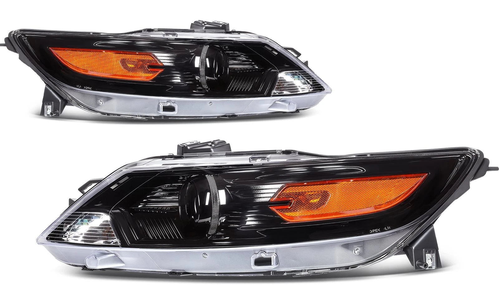 Pair Headlight Assembly for Ford Taurus (2010–2012) Black Amber Projector