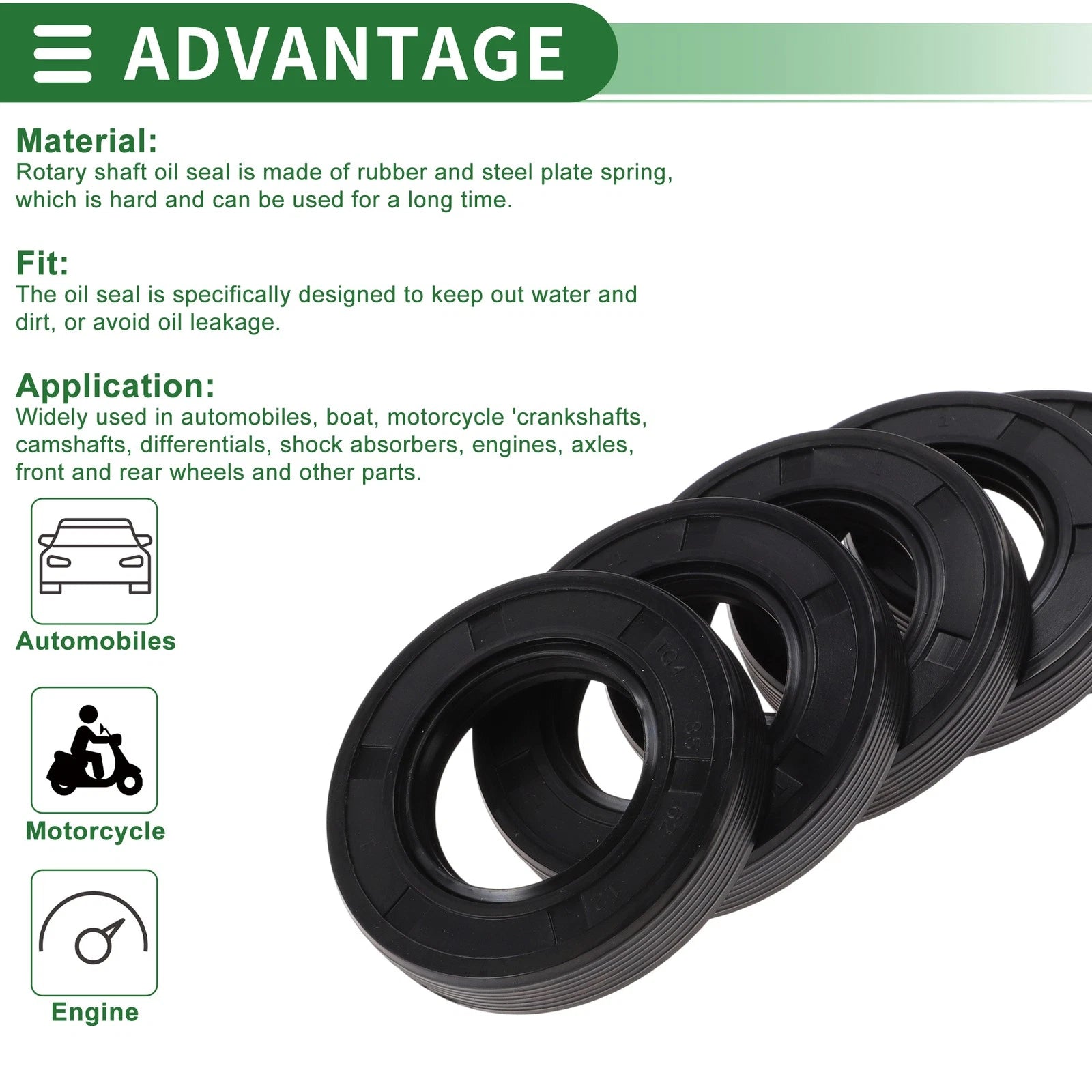 Set of 5 Oil Seals NBR Rubber 35x62x12mm for Various Models 