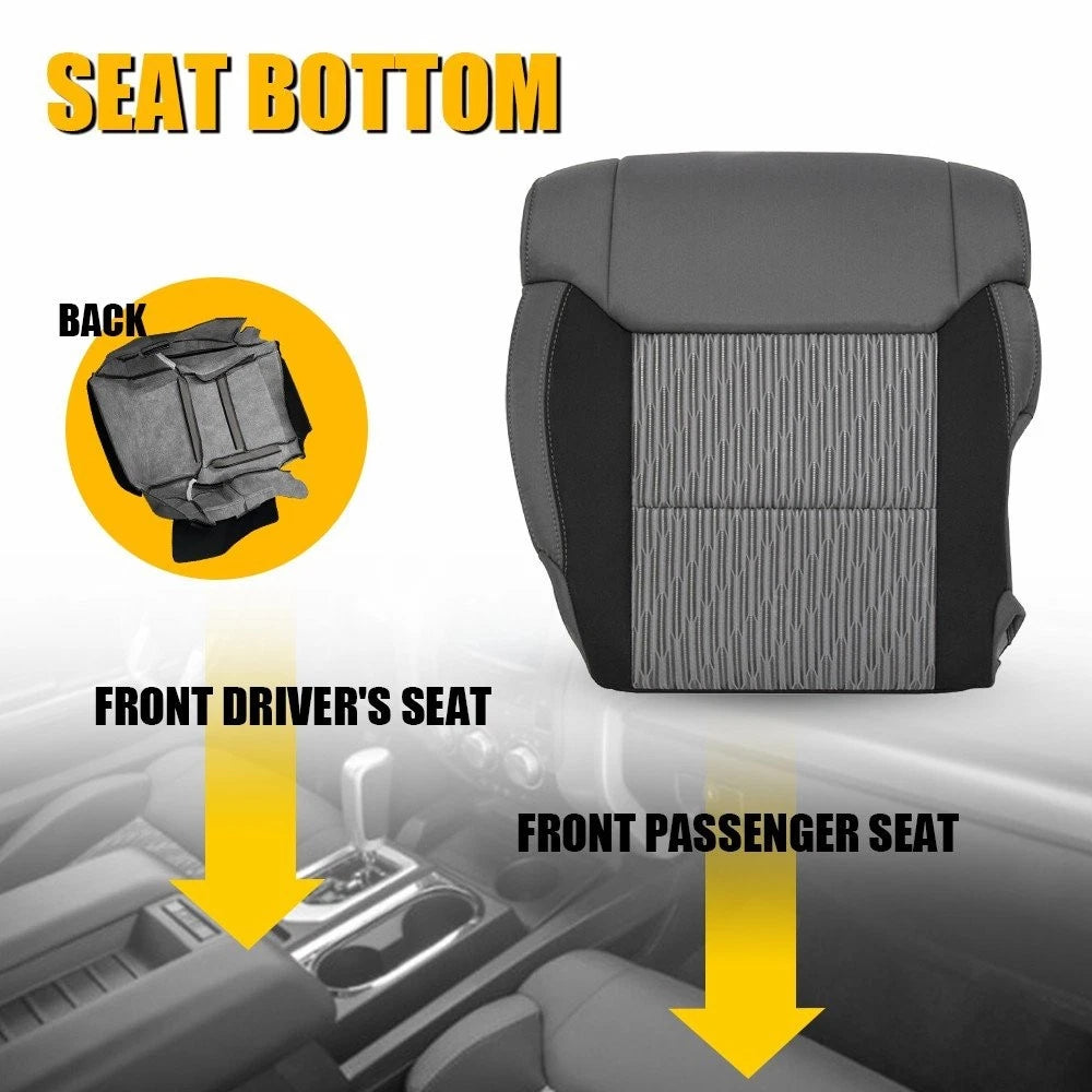 Set of 2 Bottom Seat Covers for Toyota Tundra (2014–2021) Gray Black Cloth
