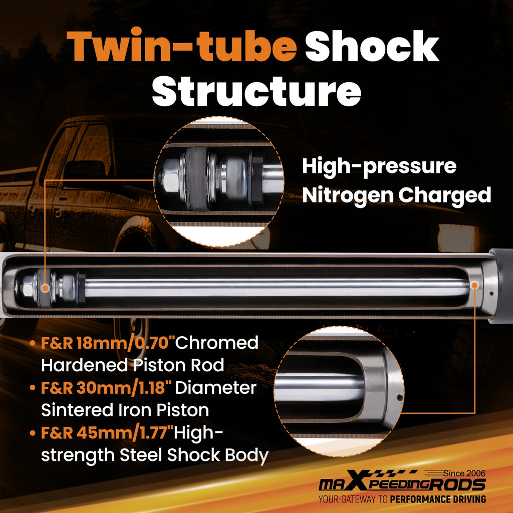 Suspension Drop Kit Shocks for Ford Ranger 2WD (1998–2015) 3"/5" Lower