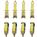 Set of 4 J Wire Hook Strap Ratchet Wheel Tie Down 2"x10' for Car Hauler