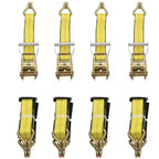 Set of 4 J Wire Hook Strap Ratchet Wheel Tie Down 2"x10' for Car Hauler