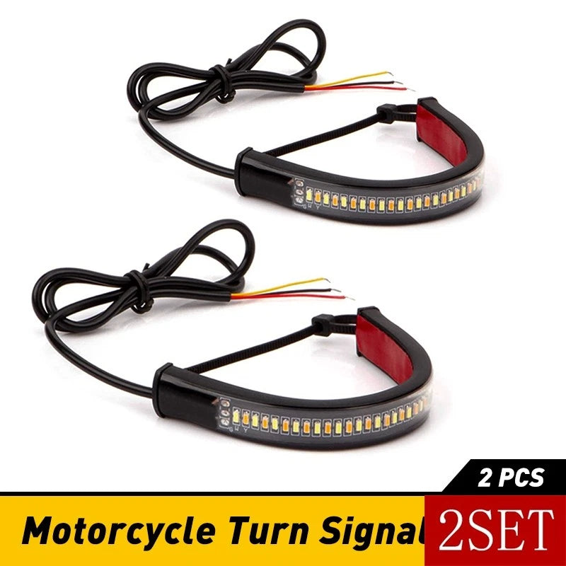 4X Amber White Switchback LED Strips for Motorcycle Turn Signal DRL Light (12V)