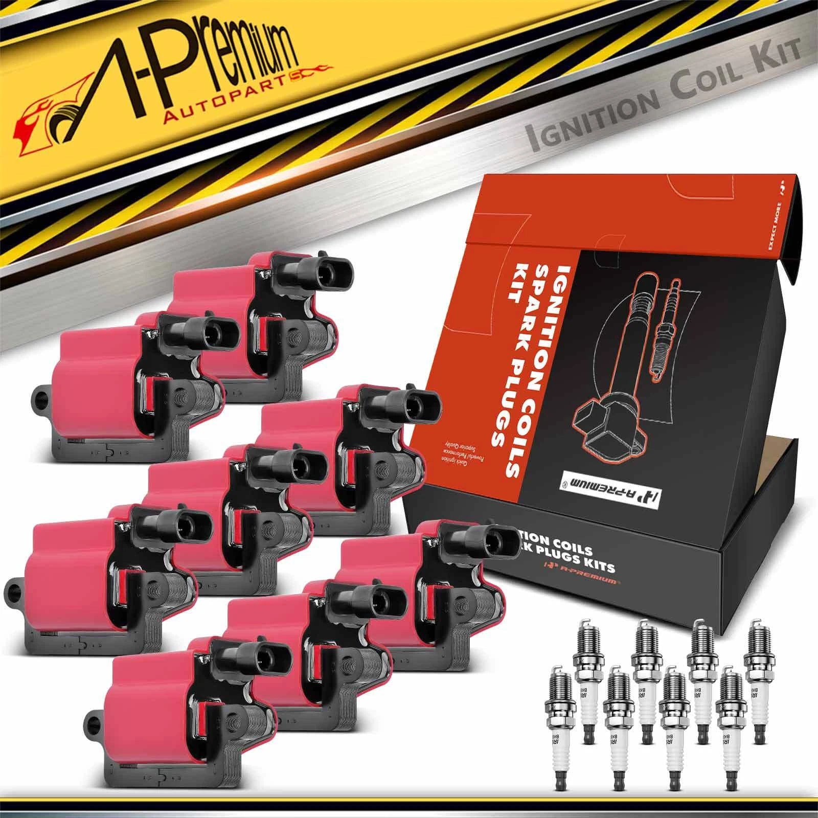 Set of 8 Ignition Coils & Iridium Spark Plugs for Chevy GMC Cadillac