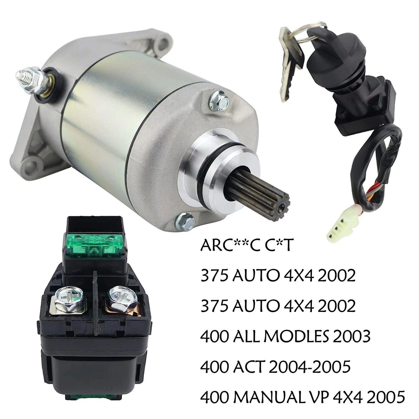 Starter with Relay & Ignition Key Switch for Arctic Cat 375 Auto 4x4 (2002)