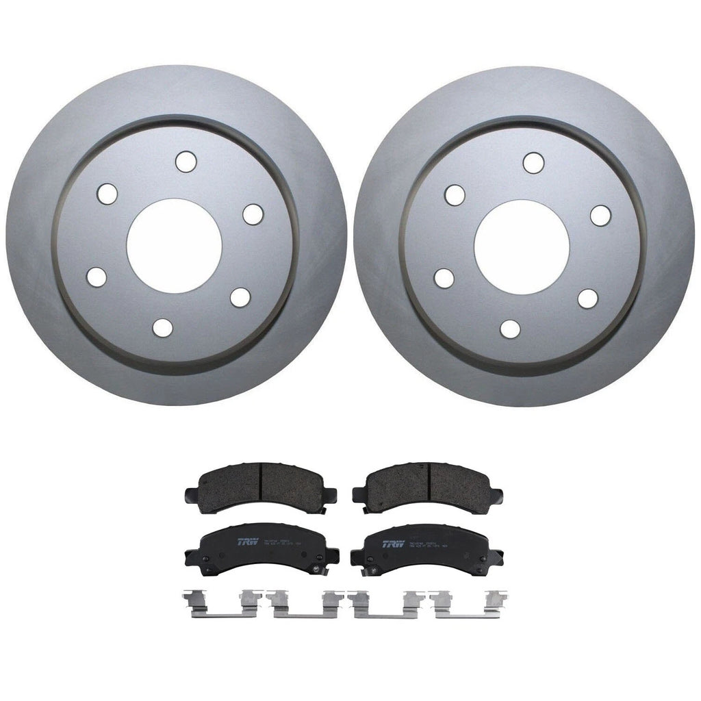 Rear Brake Kit 330mm Disc Rotors & TRW Pro Ceramic Pads for Cadillac Chevy GMC
