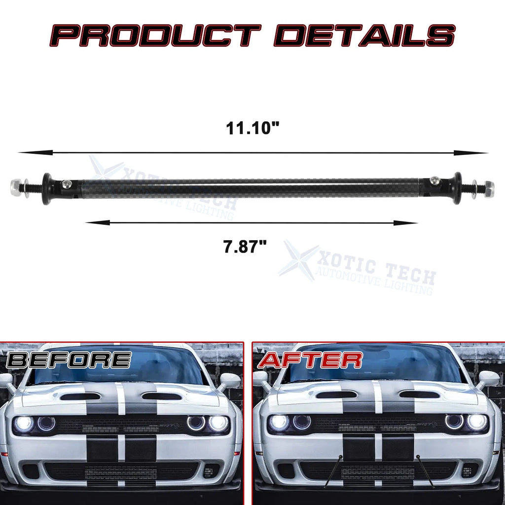 Universal Carbon Fiber Look Front Bumper Lip for Strut Rod Tie Bar (2pc)