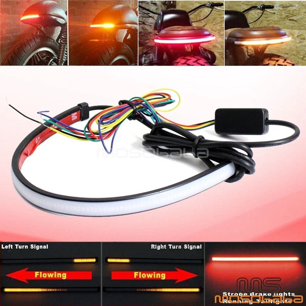 LED Tail Light Strip Tubes for Motorcycle ATV Moped Scooter Snowmobile