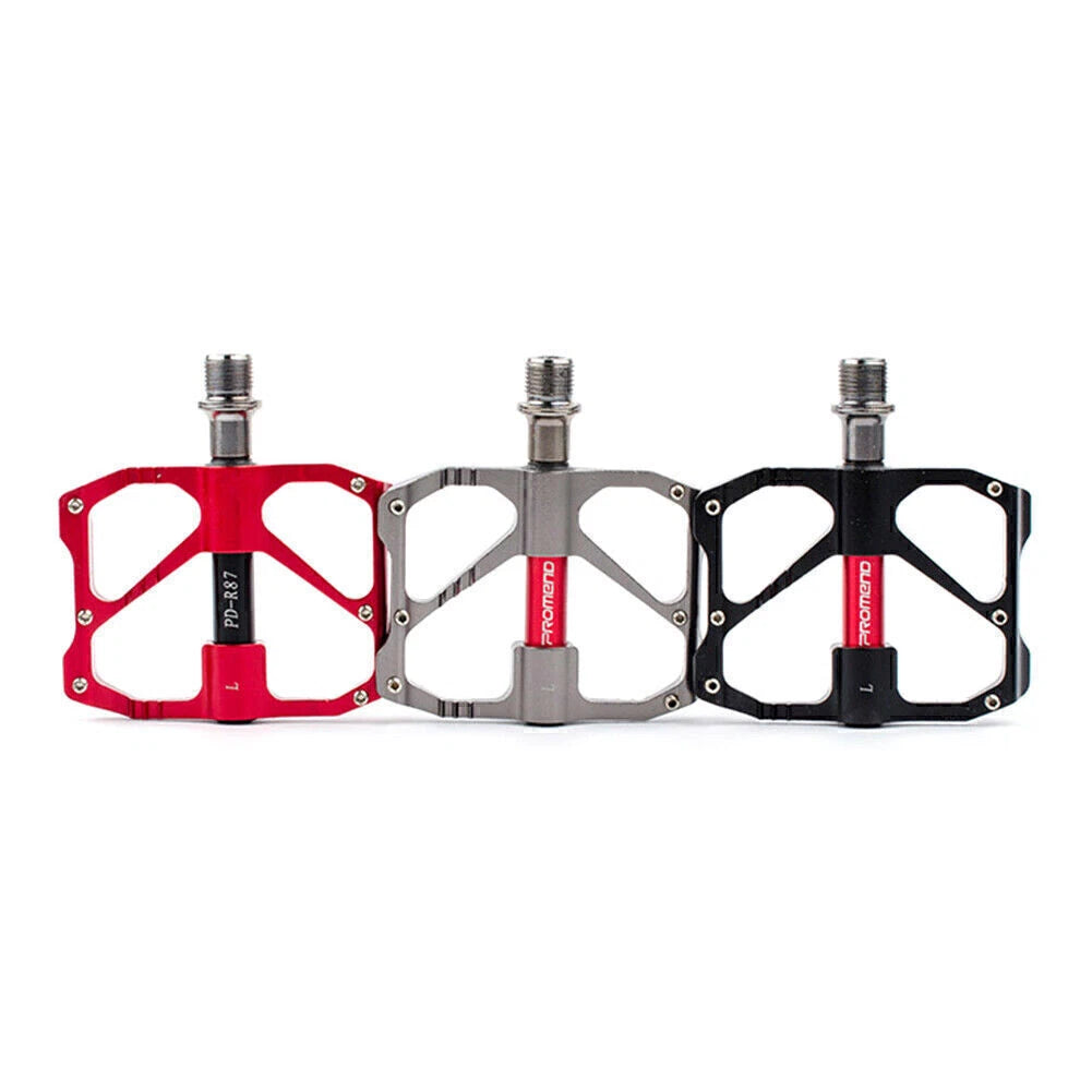 Flat Platform Pedals for MTB Road Bike (Ultralight Aluminum, 3 Bearings)