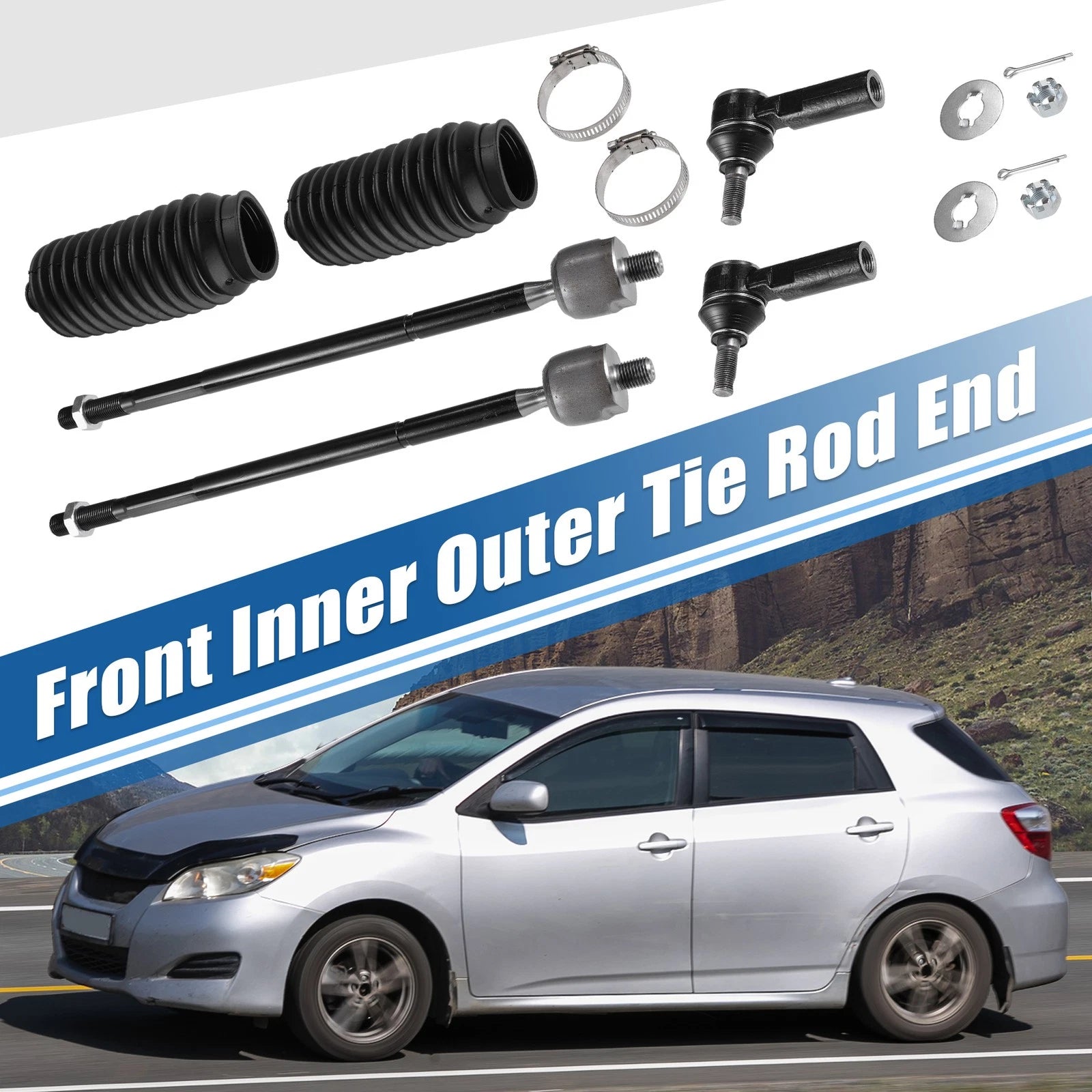 Set of 6 Tie Rod End Links with Boot for Toyota Matrix (2003–2008)