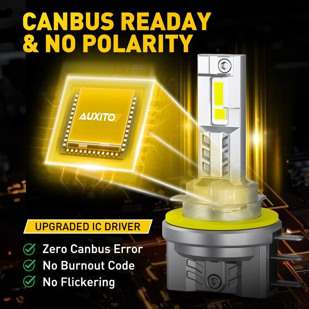 2X H15 LED Headlight Bulb Canbus Error Free High Beam 6500K White for