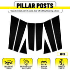 Set of 8 Glossy Black Pillar Post Door Window Trim for Nissan Rogue (2014–2020)