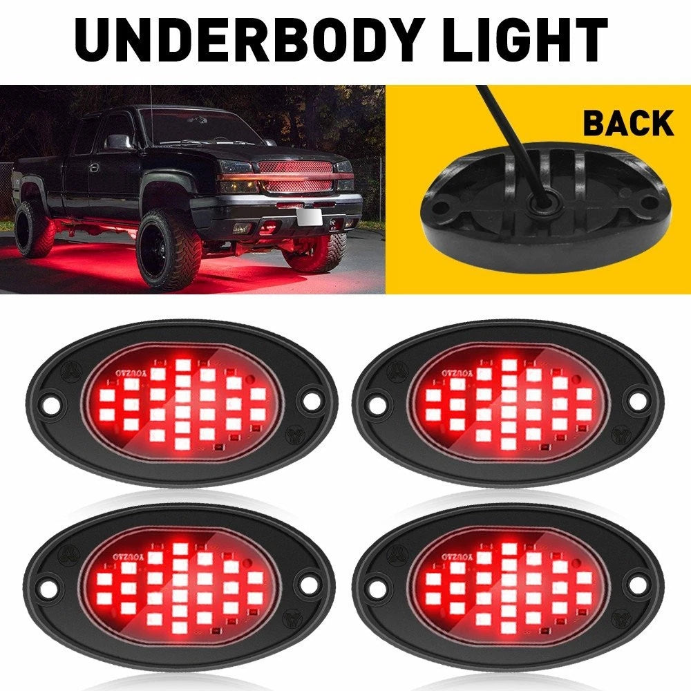 Red LED Rock Lights for Jeep (Offroad Truck, ATV, UTV, Boat)