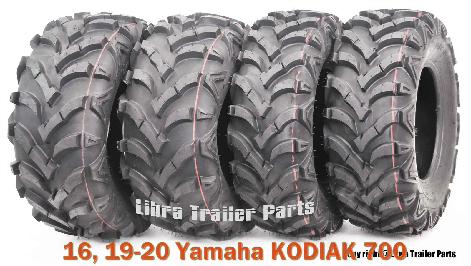 Set of 4 ATV Solid Mud Tires 25X8X12 & 25X10X12 for Yamaha Kodiak 700 (2016-2020)