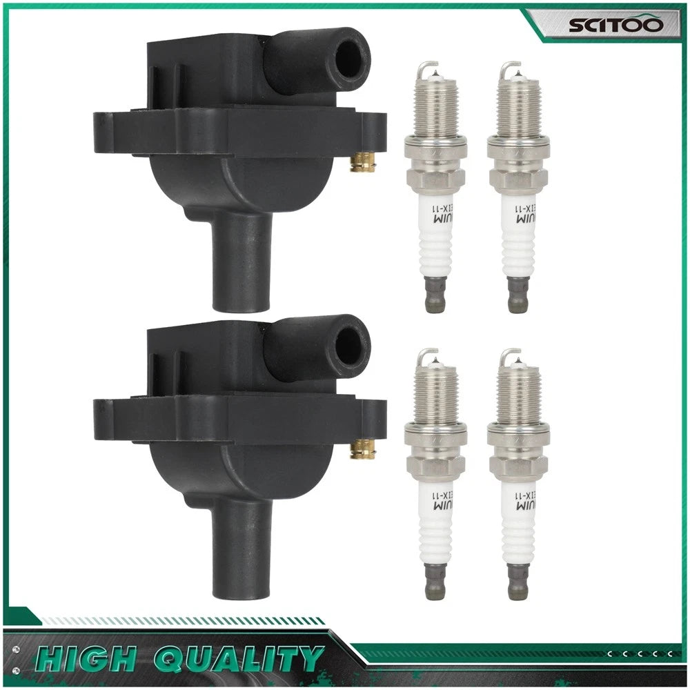 2 Ignition Coils & 4 Spark Plugs for Mercedes-Benz C230 SLK230 (1998–2000)