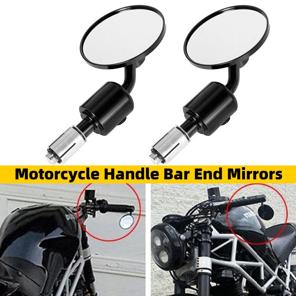 Handle Bar End Mirrors for Motorcycle (7/8", Round)