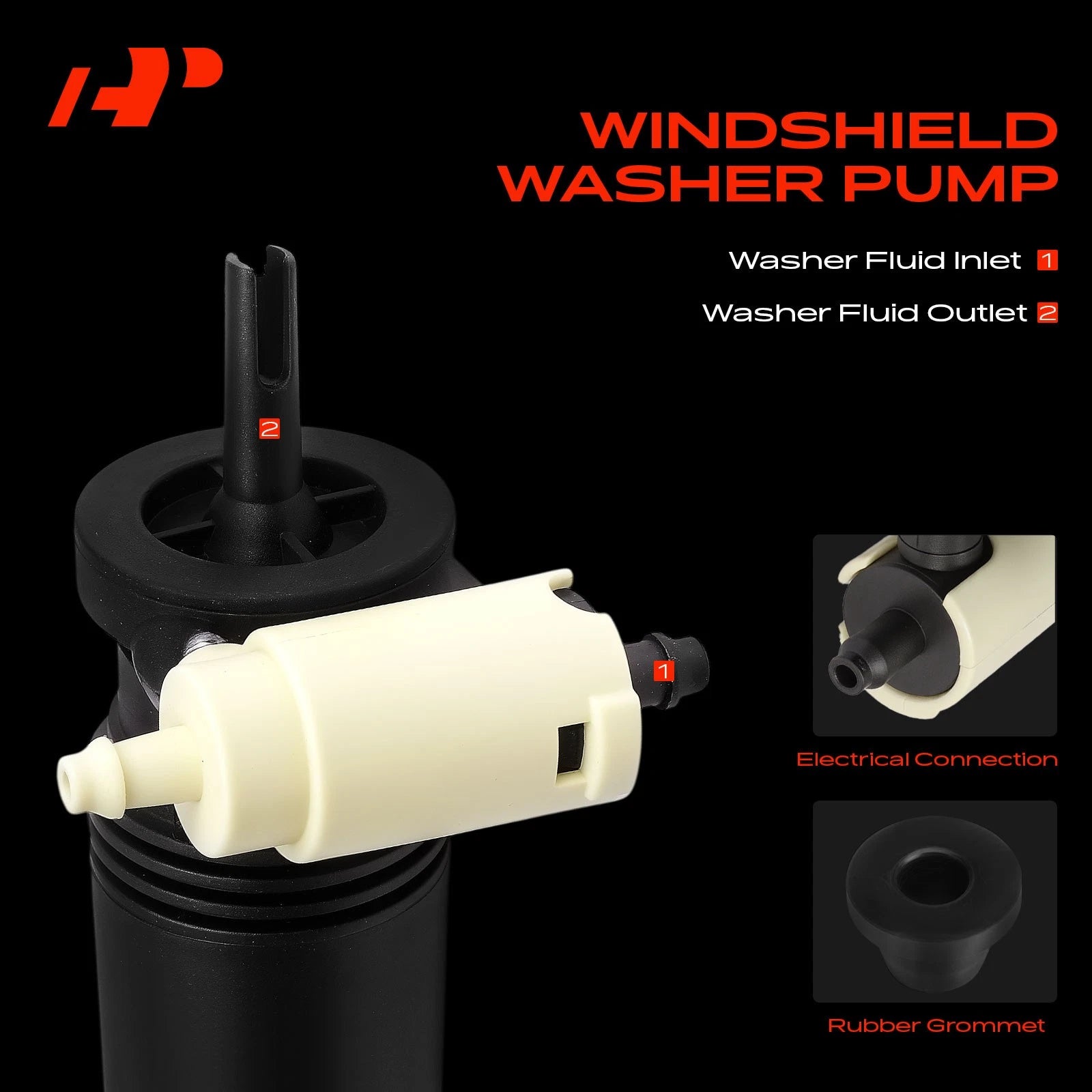 Windshield Washer Pump with Rubber Grommet for Mercedes-Benz E400 E450 (2017-2020)