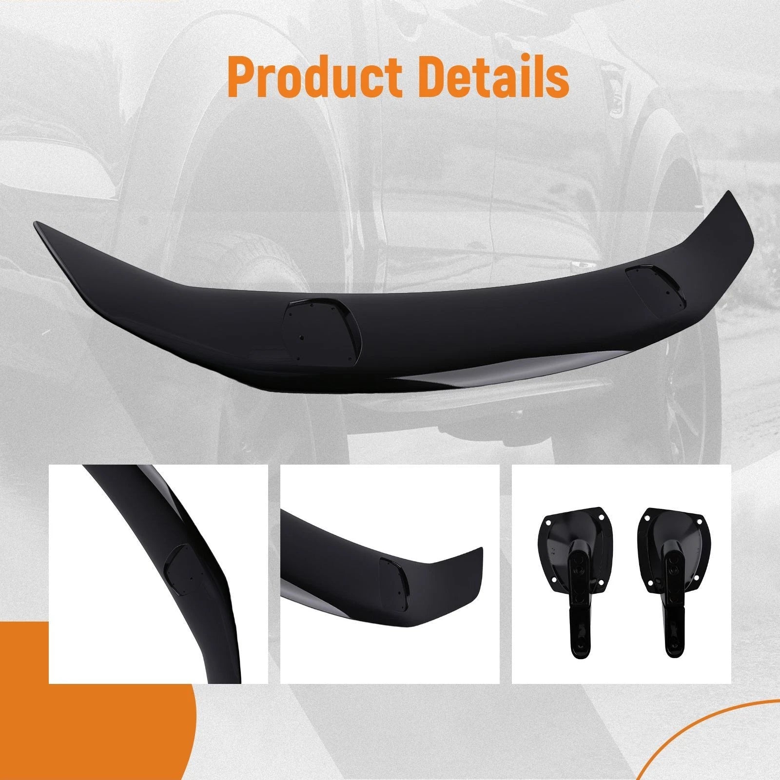 Trunk Wing Spoiler for Universal Sedan Cars (ABS, Gloss Black)