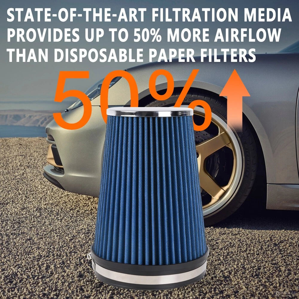 6" Universal Inlet Air Intake Cone Filter for Trucks (Universal) - Blue