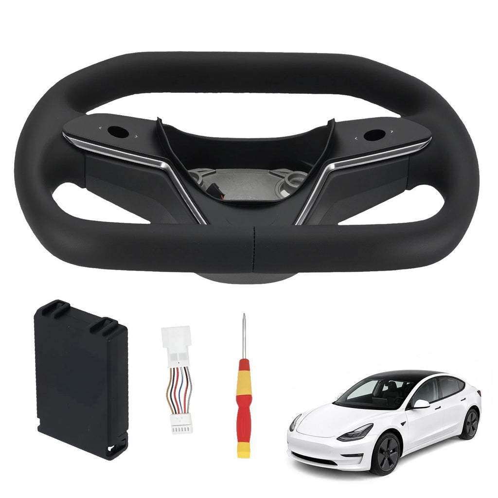 Heated Leather Steering Wheel for Tesla Model 3/Y (2017–2023)