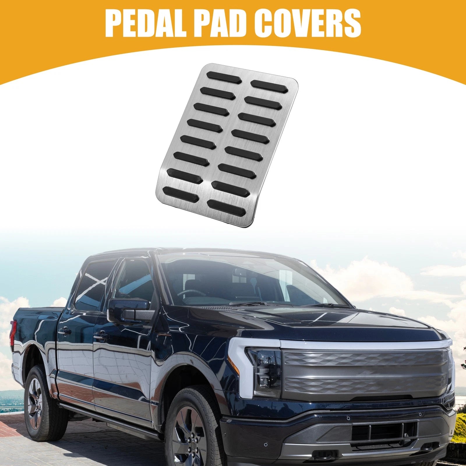 Foot Rest Pedal Cover for Ford F-150 (2015–2023) Silver Tone