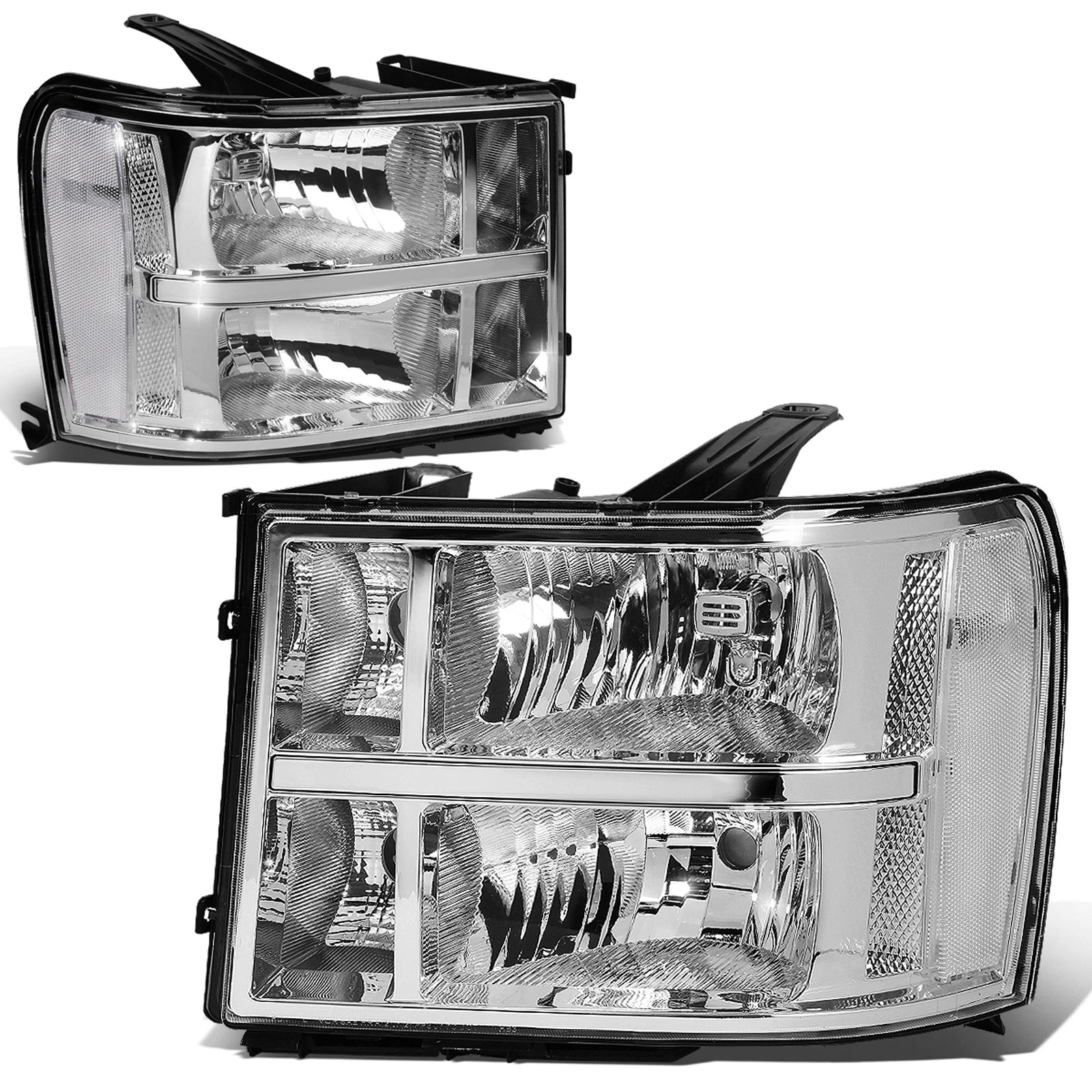 Factory Style Headlight Lamps for GMC Sierra 1500 2500 3500 (2007–2014) Chrome/Clear