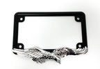 Metal License Plate Frame Black Chrome American Eagle for Harley Touring (1996–2023)