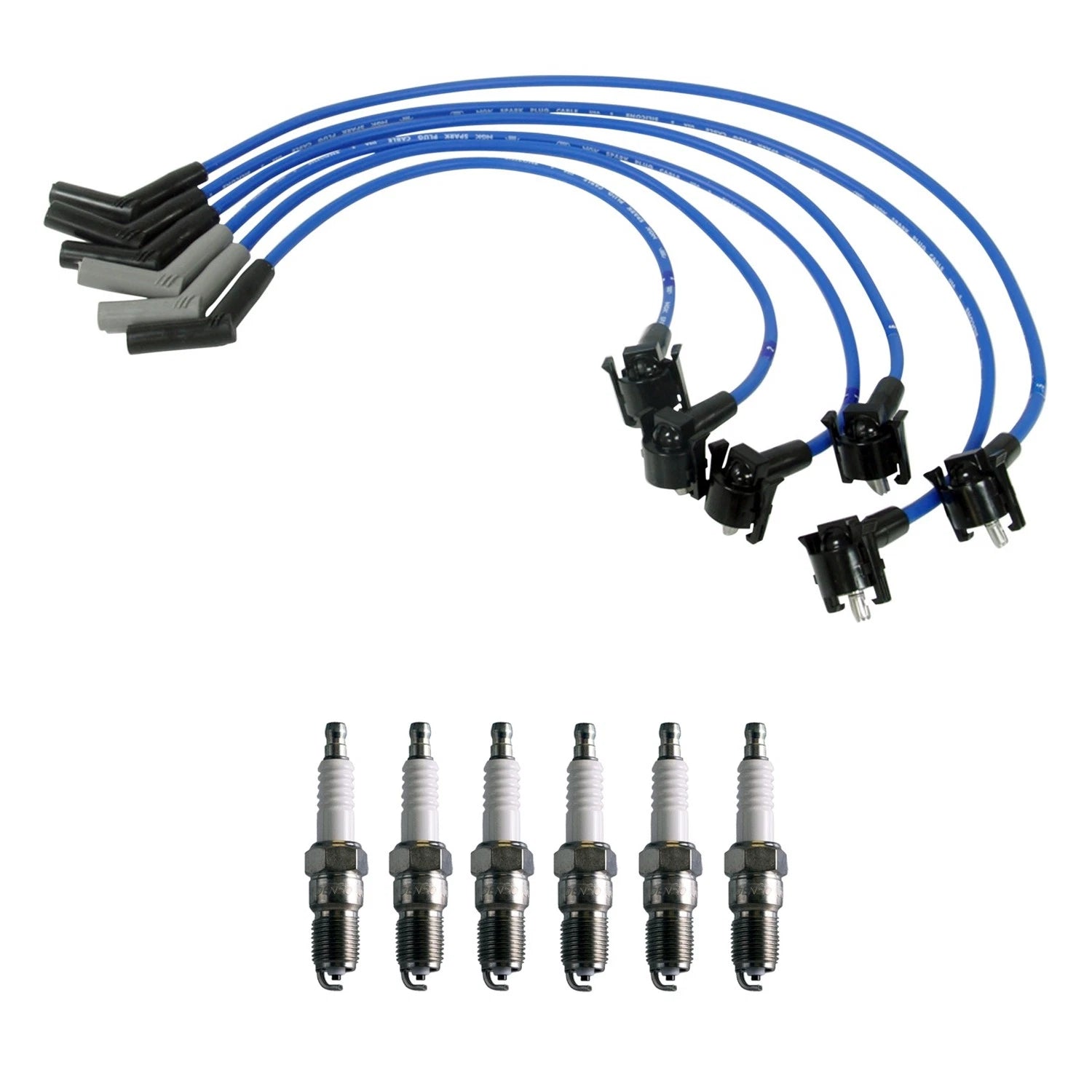 NGK 8mm Wire Set & Denso Spark Plug Kit for Ford Ranger, Mazda B3000 (1998–2005)