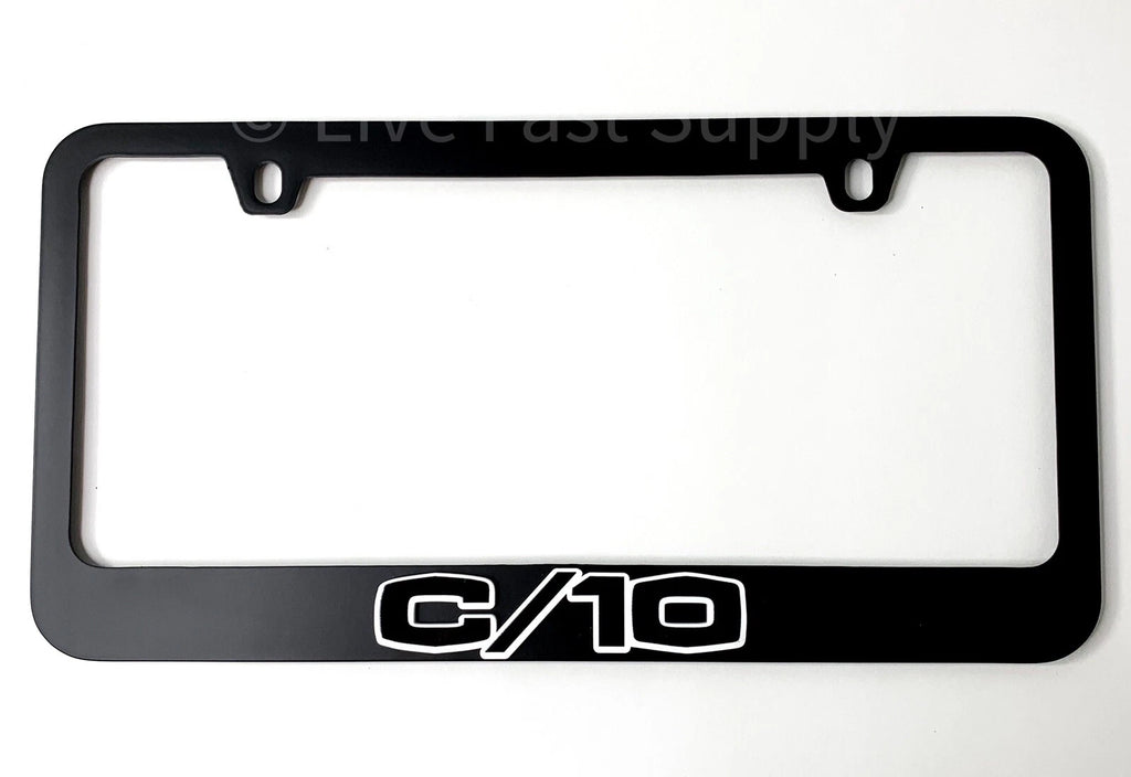 Matte Black License Plate Frame Premium with White Outline for Chevy C10 (1960–1966)