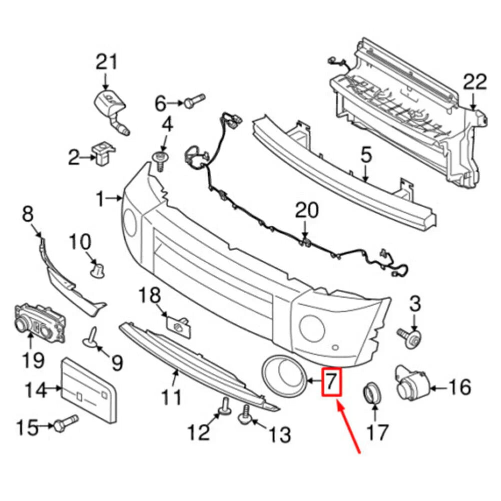 ABS Front Bumper Fog Lamp Bezel Cover for Land Rover LR4 (2014-2016)