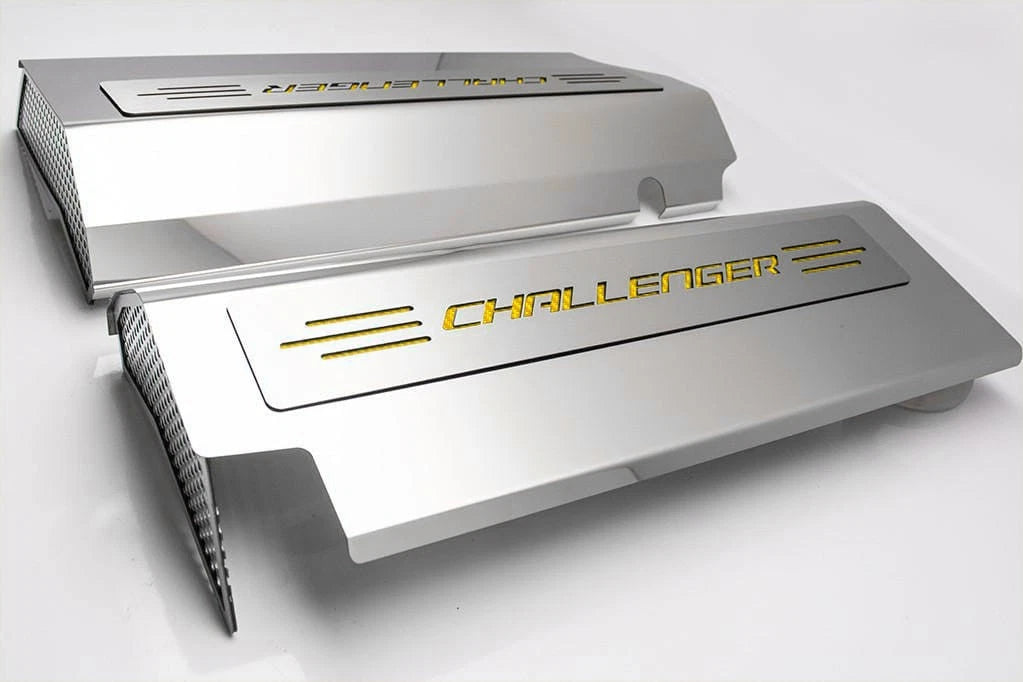 Fuel Rail Covers Yellow CF Vinyl Challenger Inlay for Dodge Challenger (2008–2011)
