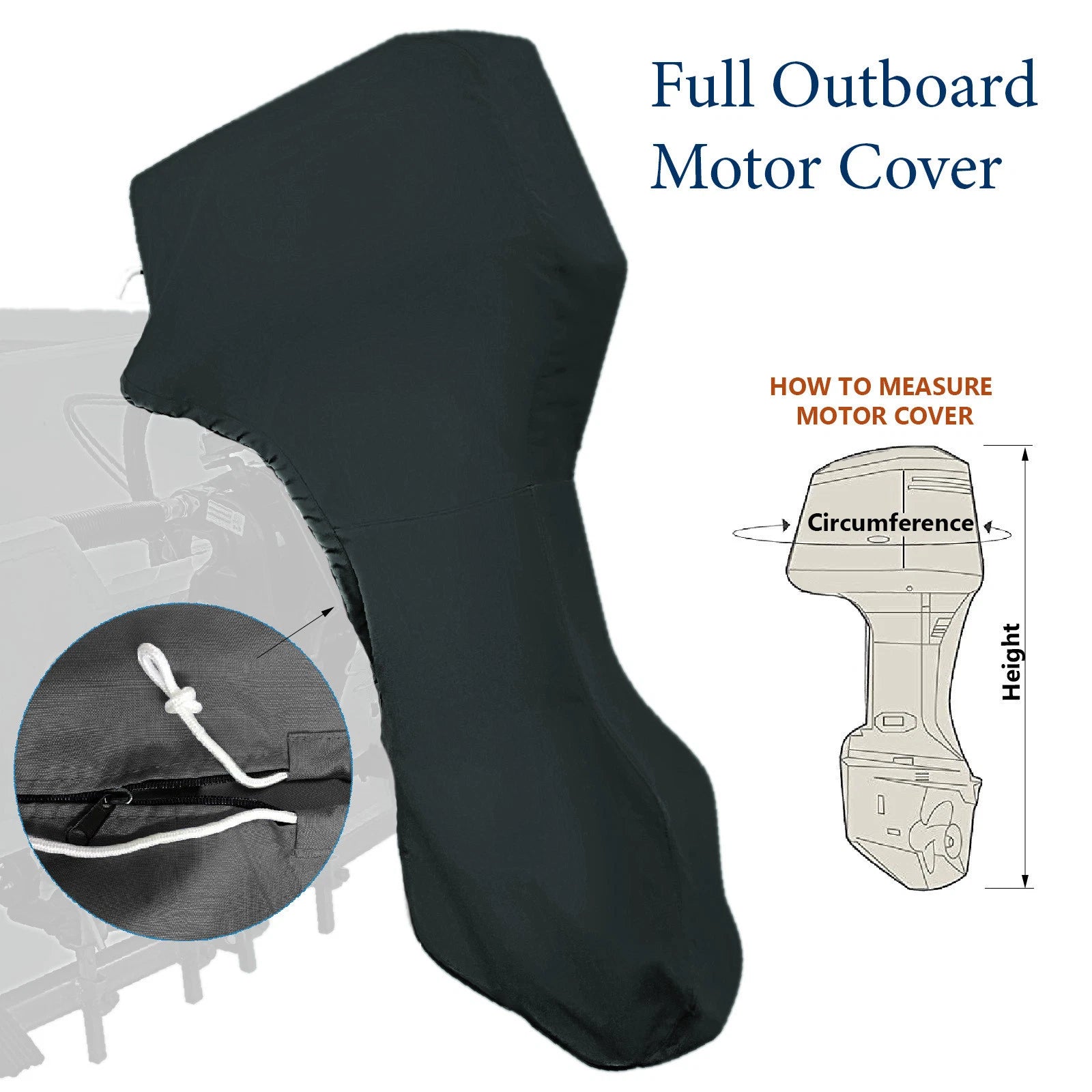 Outboard Engine Motor Cover for Boat (Fits 175-225HP, 600D Waterproof)