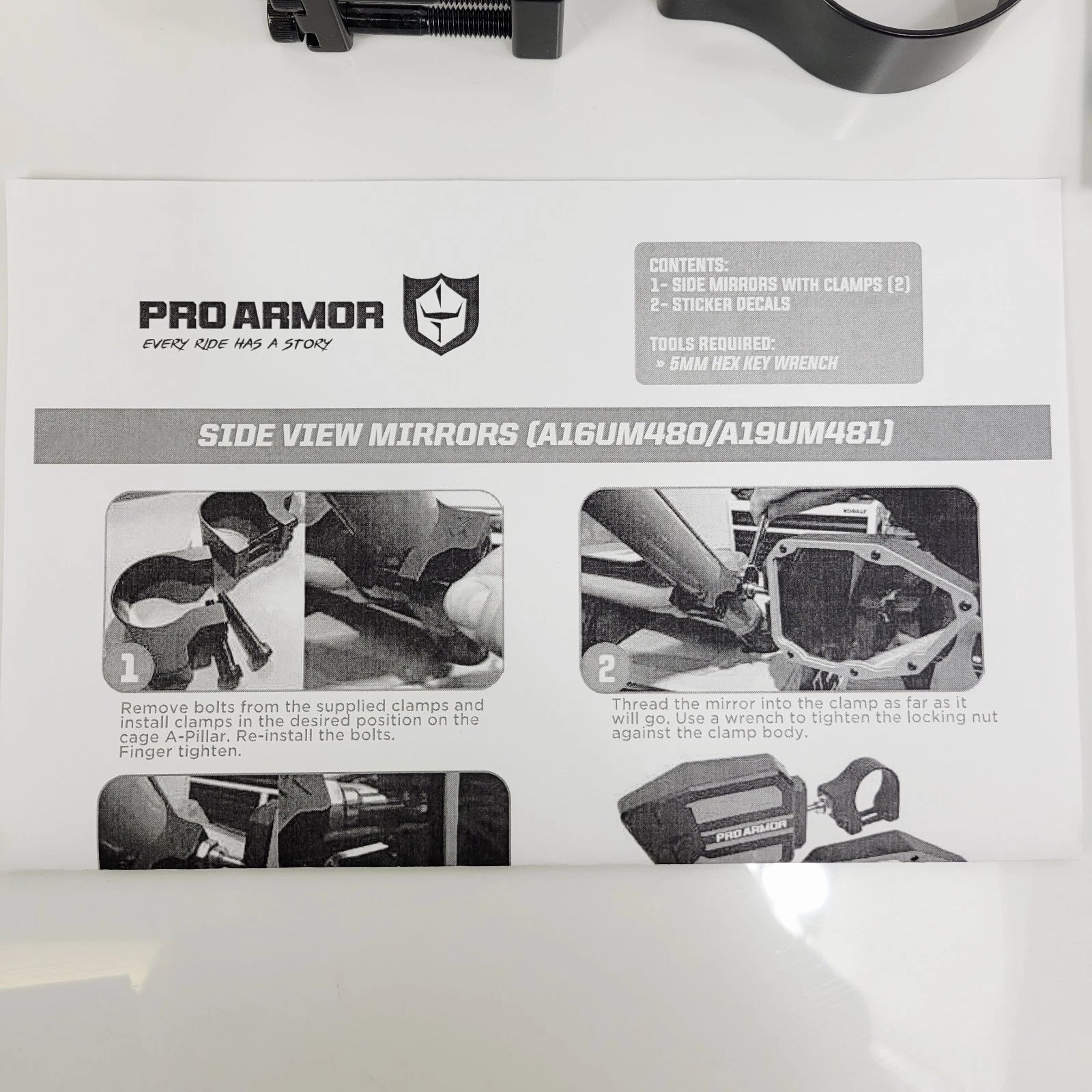 Pro Armor Side View Mirrors for Kawasaki Can-Am (Universal, 2" Clamp)