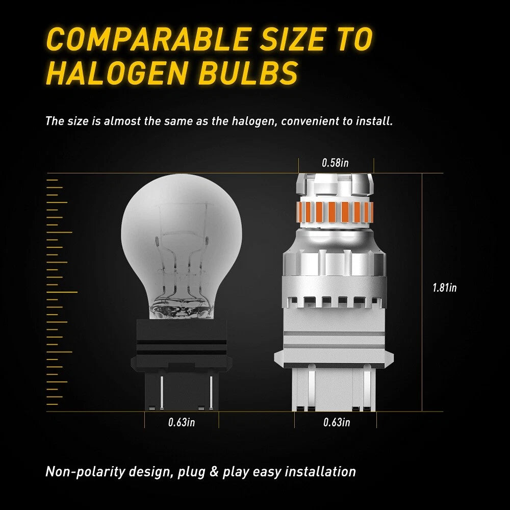 2X LED 3157 3156 Amber Indicator Turn Signal Light Bulb for