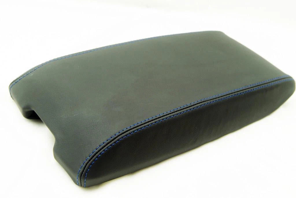 Leather Synthetic Console Armrest Cover for Chrysler 300 (2005–2007) Blue Stitch
